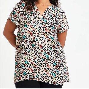 TORRID Hi-Low Georgette Tunic Watercolor Leopard 00
